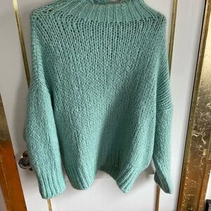 FRNCH Seafoam Green Cowl Neck Sweater